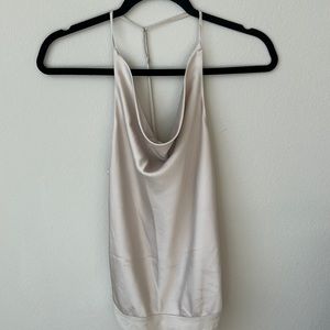 Abercrombie Open Back Metallic Silky Bodysuit